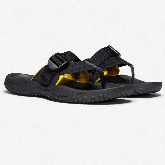 Keen Mens Solr Post Sandals Flip Flops Black &amp; Gold