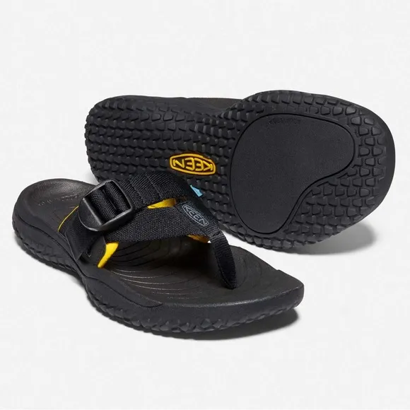 Keen Mens Solr Post Sandals Flip Flops Black &amp; Gold