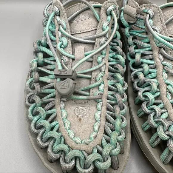 Keen Uneek Women’s Sandals Teal Gray Paracord Bungee Water Sport Hiking Size 8