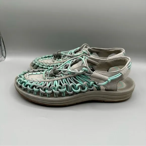 Keen Uneek Women’s Sandals Teal Gray Paracord Bungee Water Sport Hiking Size 8
