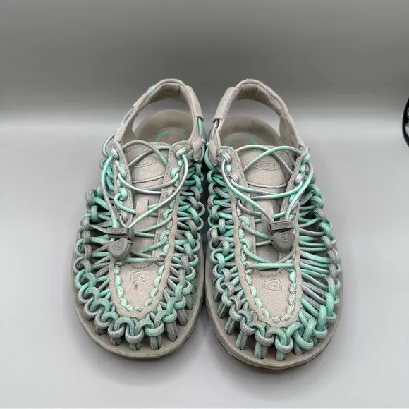 Keen Uneek Women’s Sandals Teal Gray Paracord Bungee Water Sport Hiking Size 8