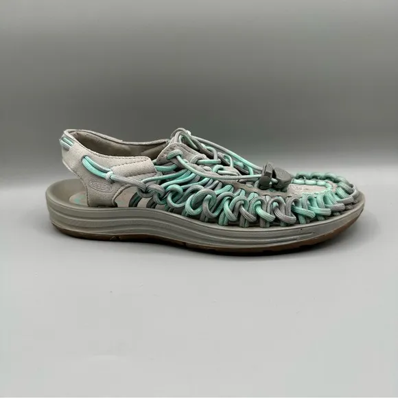Keen Uneek Women’s Sandals Teal Gray Paracord Bungee Water Sport Hiking Size 8