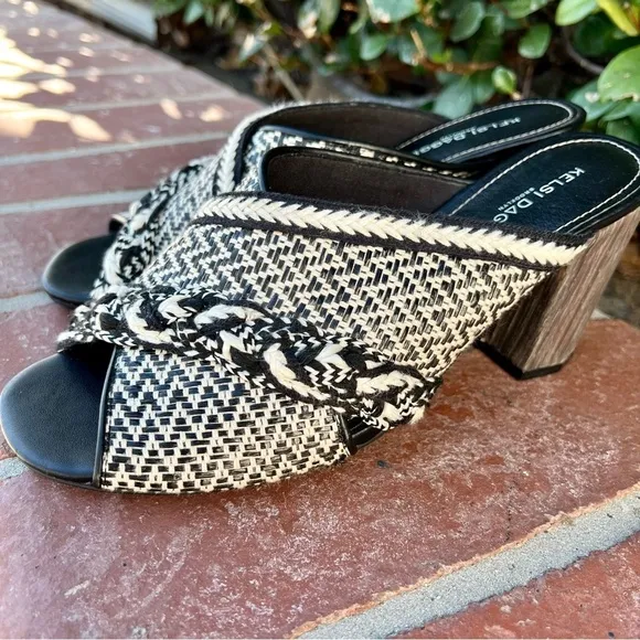 Kelsi Dagger Brooklyn Cosmo Black Sandal Block Heel Mules Size 8