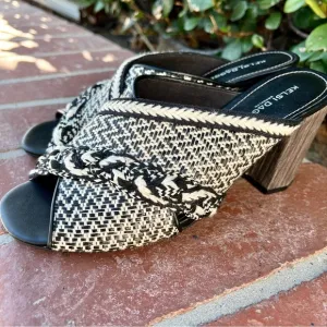 Kelsi Dagger Brooklyn Cosmo Black Sandal Block Heel Mules Size 8