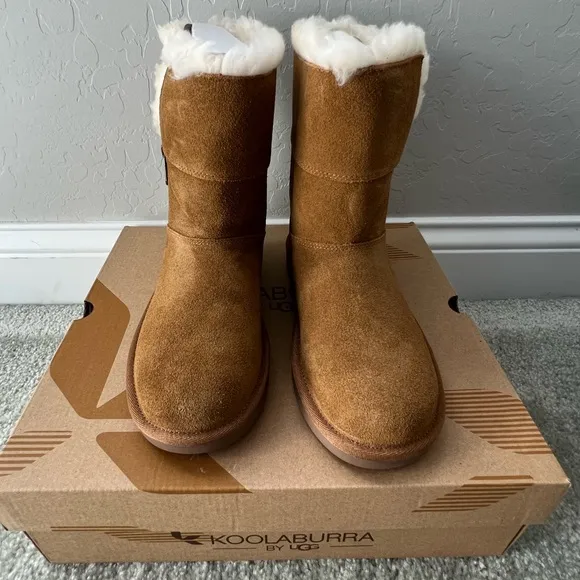 Koolaburra by UGG Aribel Little Girls Short Winter Boots Chestnut Brown Size 3
