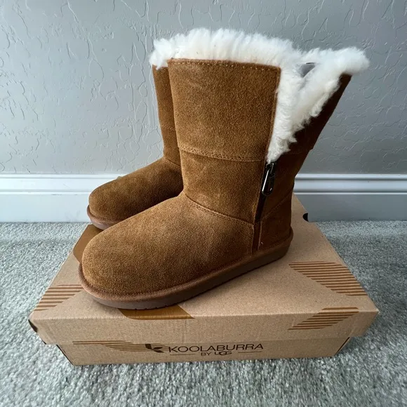 Koolaburra by UGG Aribel Little Girls Short Winter Boots Chestnut Brown Size 3