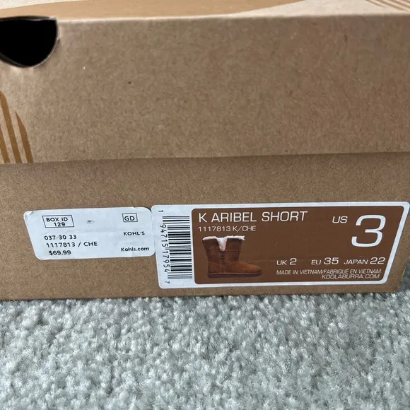 Koolaburra by UGG Aribel Little Girls Short Winter Boots Chestnut Brown Size 3