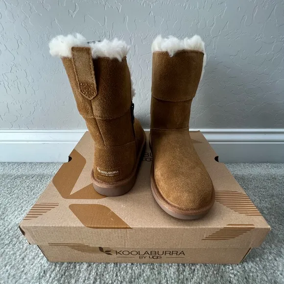 Koolaburra by UGG Aribel Little Girls Short Winter Boots Chestnut Brown Size 3
