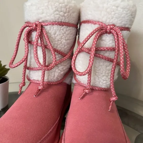 KOOLABURRA BY UGG Girls Youth Michon Short Boots Size 2 Pink Suede New!‎