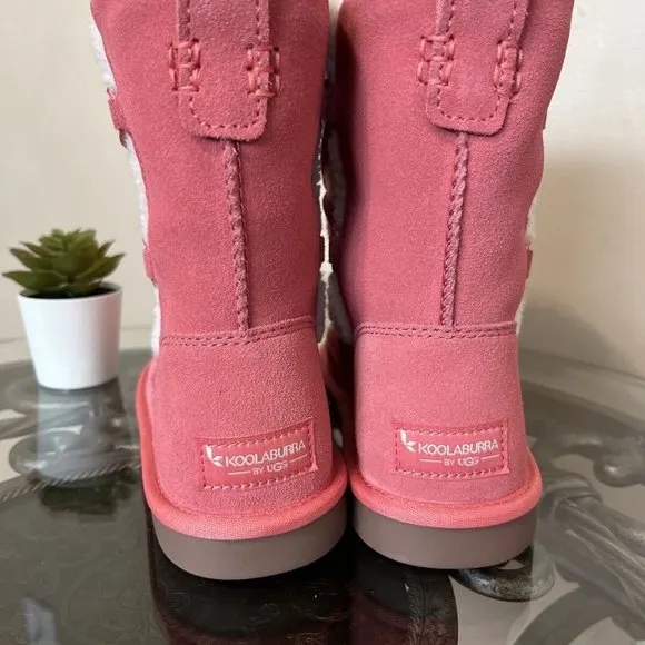 KOOLABURRA BY UGG Girls Youth Michon Short Boots Size 2 Pink Suede New!‎
