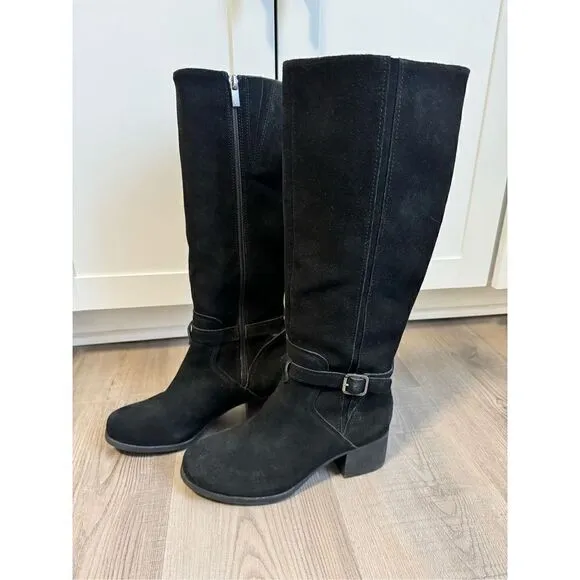 Koolaburra UGG Madeley Tall Black Suede Boots, Women’s 7 Size Zip