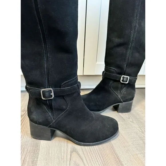 Koolaburra UGG Madeley Tall Black Suede Boots, Women’s 7 Size Zip