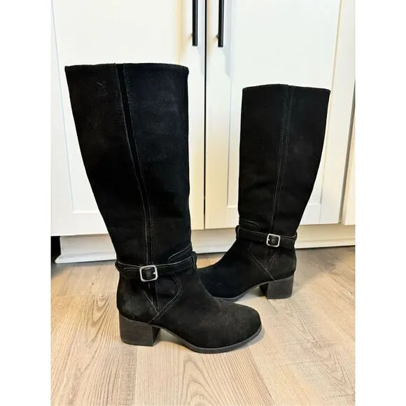 Koolaburra UGG Madeley Tall Black Suede Boots, Women’s 7 Size Zip
