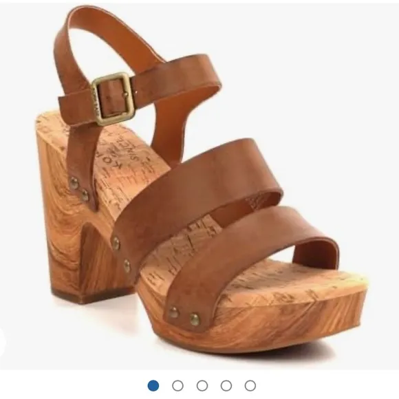 Kork-Ease Tan Leather Platform Buckle Adjustable Sandals Boho Coastal Beach | 10