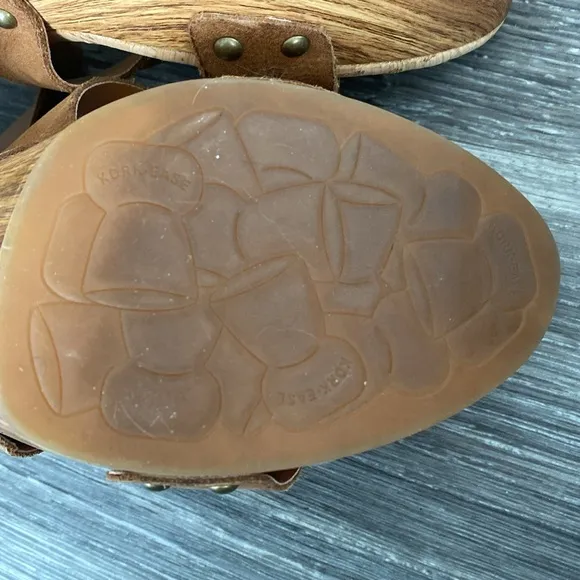 Kork-Ease Tan Leather Platform Buckle Adjustable Sandals Boho Coastal Beach | 10