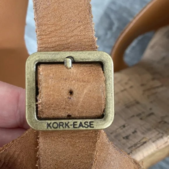 Kork-Ease Tan Leather Platform Buckle Adjustable Sandals Boho Coastal Beach | 10