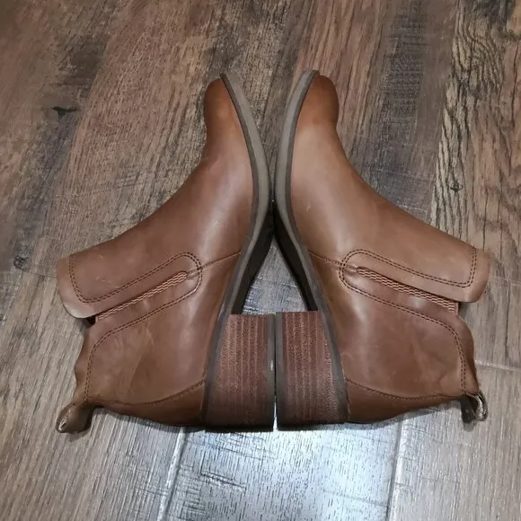 Korks Leather Ankle Boots Cognac Size 7.5