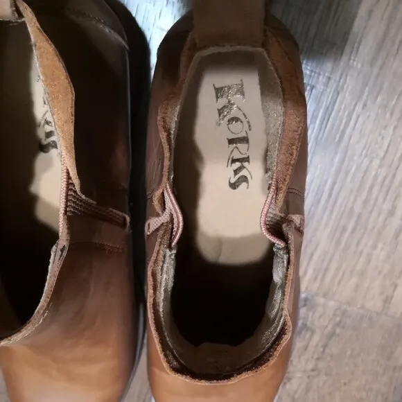 Korks Leather Ankle Boots Cognac Size 7.5