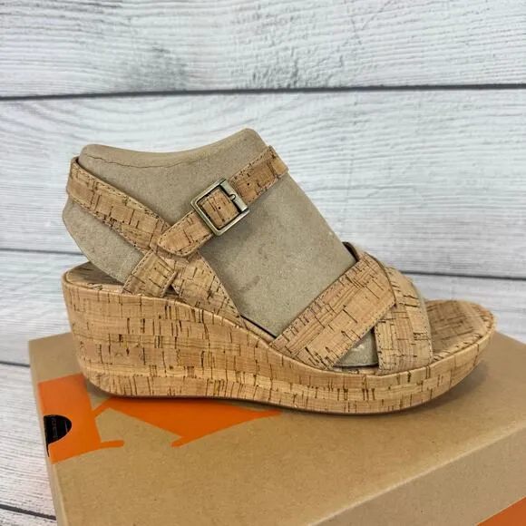 Korks Women's Denica Natural Cork Wedge Summer Sandals Size 10