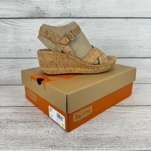 Korks Women's Denica Natural Cork Wedge Summer Sandals Size 10