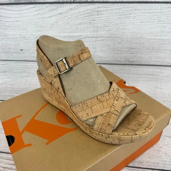 Korks Women's Denica Natural Cork Wedge Summer Sandals Size 10