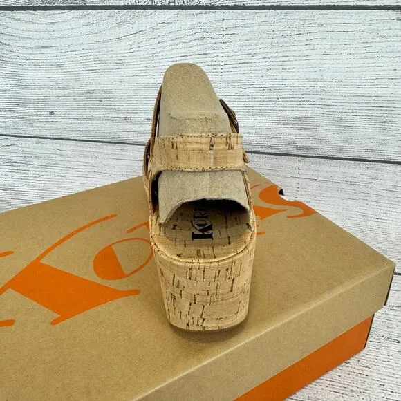 Korks Women's Denica Natural Cork Wedge Summer Sandals Size 10