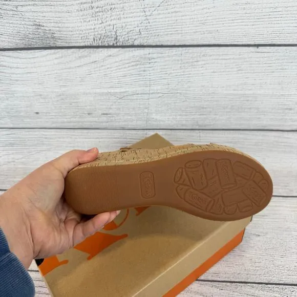 Korks Women's Denica Natural Cork Wedge Summer Sandals Size 10