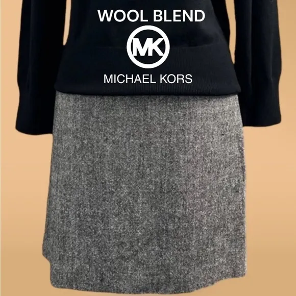 KORS by Michael KORS (NWOT) Wool Blend Fully Lined Tweed Skirt Size 10