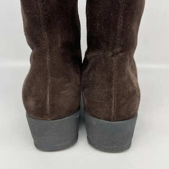 La Canadienne Elena Waterproof Wedge Bootie Shearling Lined Brown Size 5.5 M