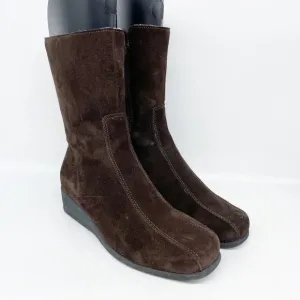 La Canadienne Elena Waterproof Wedge Bootie Shearling Lined Brown Size 5.5 M