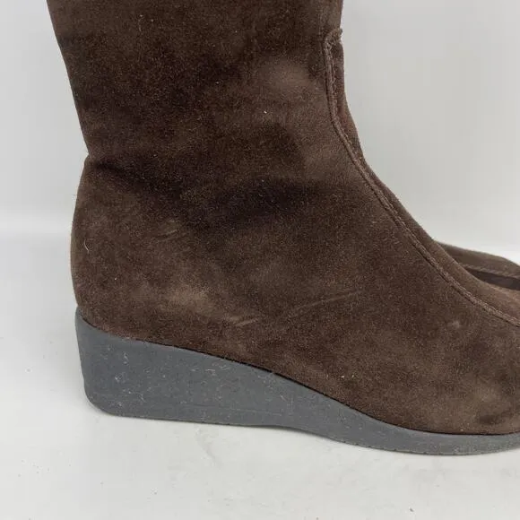 La Canadienne Elena Waterproof Wedge Bootie Shearling Lined Brown Size 5.5 M