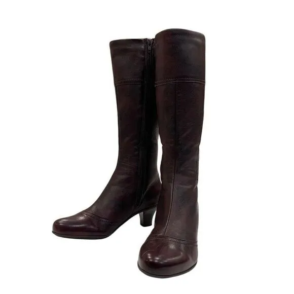 LA CANADIENNE Low Heel Tall Leather Boots
