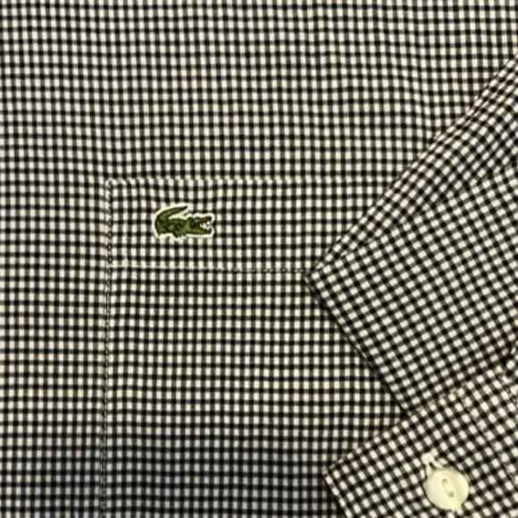 Lacoste Small Lightweight Button-Down L/S Shirt in Navy Gingham MINT!‌‌‌‌
