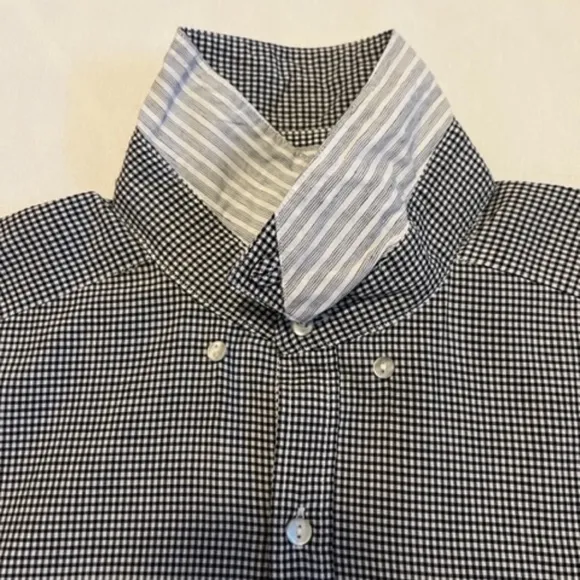 Lacoste Small Lightweight Button-Down L/S Shirt in Navy Gingham MINT!‌‌‌‌