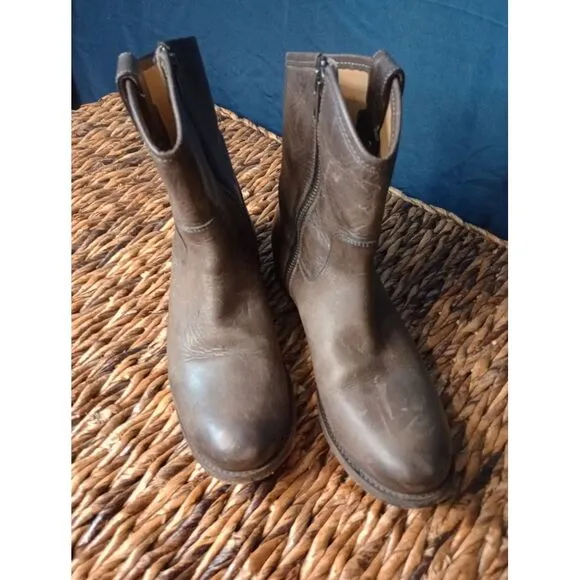 Ladies Frye 77908 Slate Melissa‎ Button Short Zip Leather. Boots 7.5M