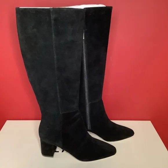 L’AGENCE Eugenia Sz 6.5 Black Suede 2.36” Block Heel Boot Almond Toe 15.55…