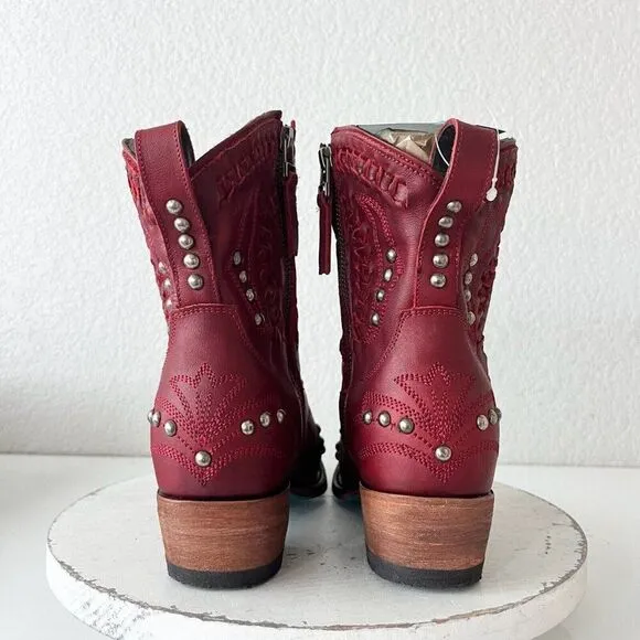 Lane COSSETTE Womens Cowboy Booties 7.5 Western Cowgirl Red Leather Short Boots