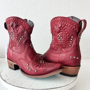 Lane COSSETTE Womens Cowboy Booties 7.5 Western Cowgirl Red Leather Short Boots