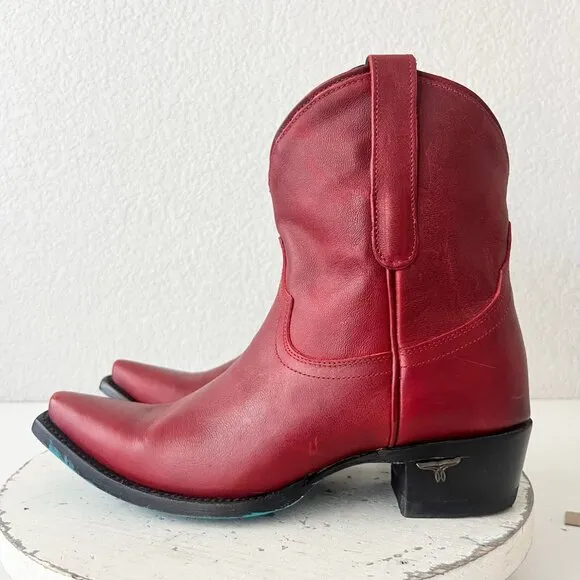 Lane EMMA JANE Womens Cowboy Bootie 8 Red Leather Western Cowgirl Short Boots
