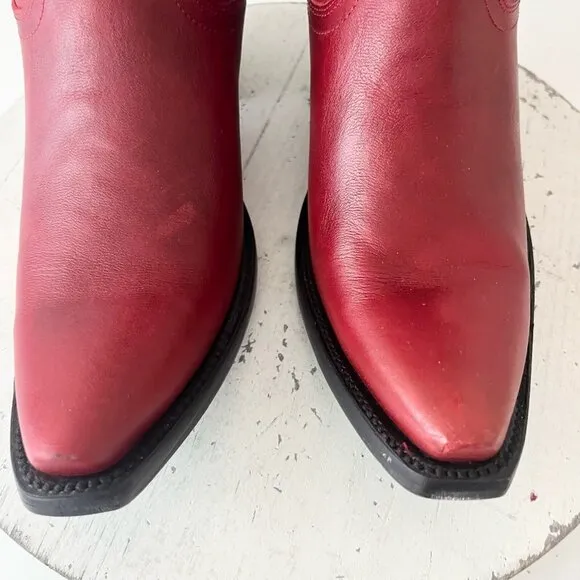 Lane EMMA JANE Womens Cowboy Bootie 8 Red Leather Western Cowgirl Short Boots