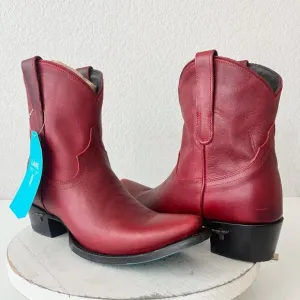 Lane EMMA JANE Womens Cowboy Bootie 8 Red Leather Western Cowgirl Short Boots