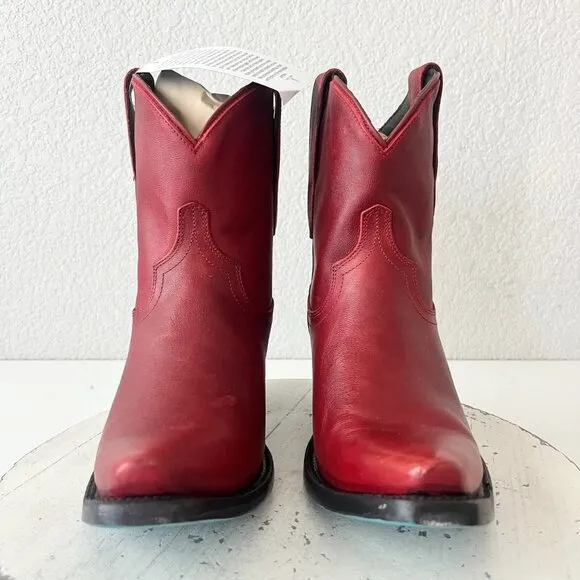 Lane EMMA JANE Womens Cowboy Bootie 8 Red Leather Western Cowgirl Short Boots