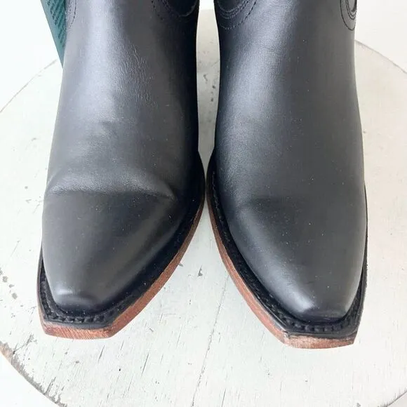 Lane EMMA JANE Womens Cowboy Bootie 7.5 Black Leather Western Cowgirl Short Boot