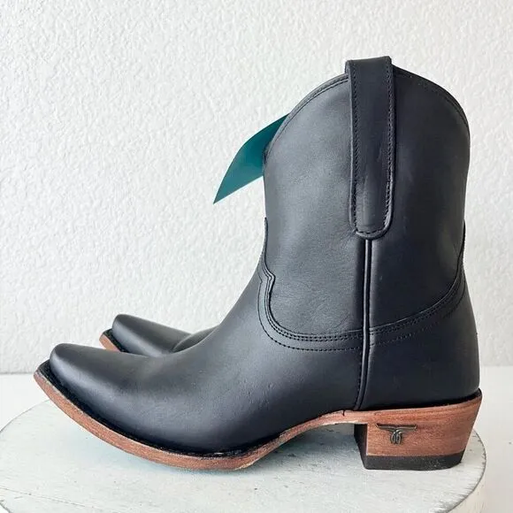 Lane EMMA JANE Womens Cowboy Bootie 7.5 Black Leather Western Cowgirl Short Boot