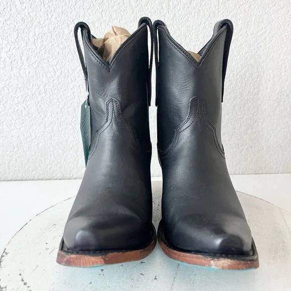 Lane EMMA JANE Womens Cowboy Bootie 7.5 Black Leather Western Cowgirl Short Boot