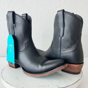 Lane EMMA JANE Womens Cowboy Bootie 7.5 Black Leather Western Cowgirl Short Boot