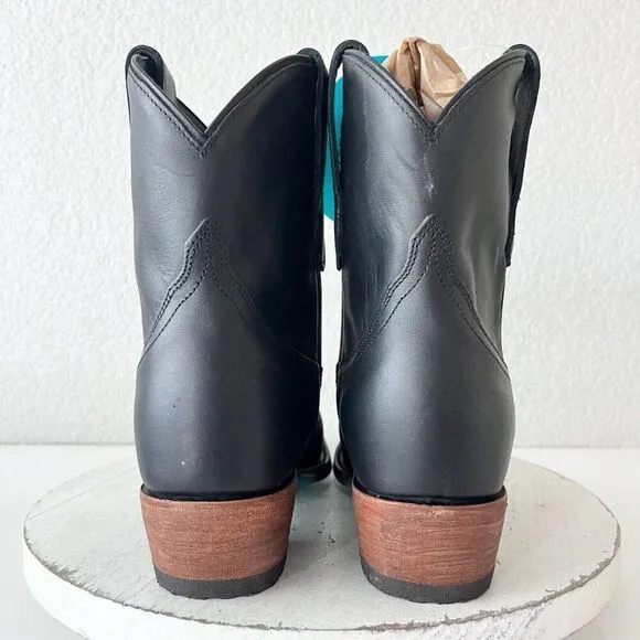 Lane EMMA JANE Womens Cowboy Bootie 7.5 Black Leather Western Cowgirl Short Boot