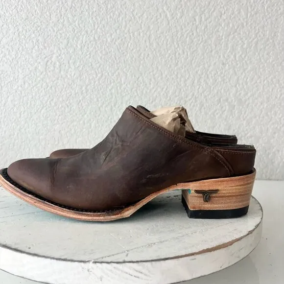 Lane Plain Jane Mule Womens 6 Brown Leather Cowboy Boots Short Western Cowgirl