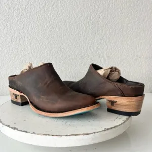 Lane Plain Jane Mule Womens 6 Brown Leather Cowboy Boots Short Western Cowgirl