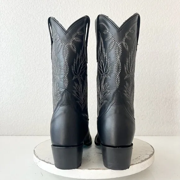 Lane SANDAGA Midi Womens Cowboy Boots 9.5 Cowgirl Western Black Leather Short